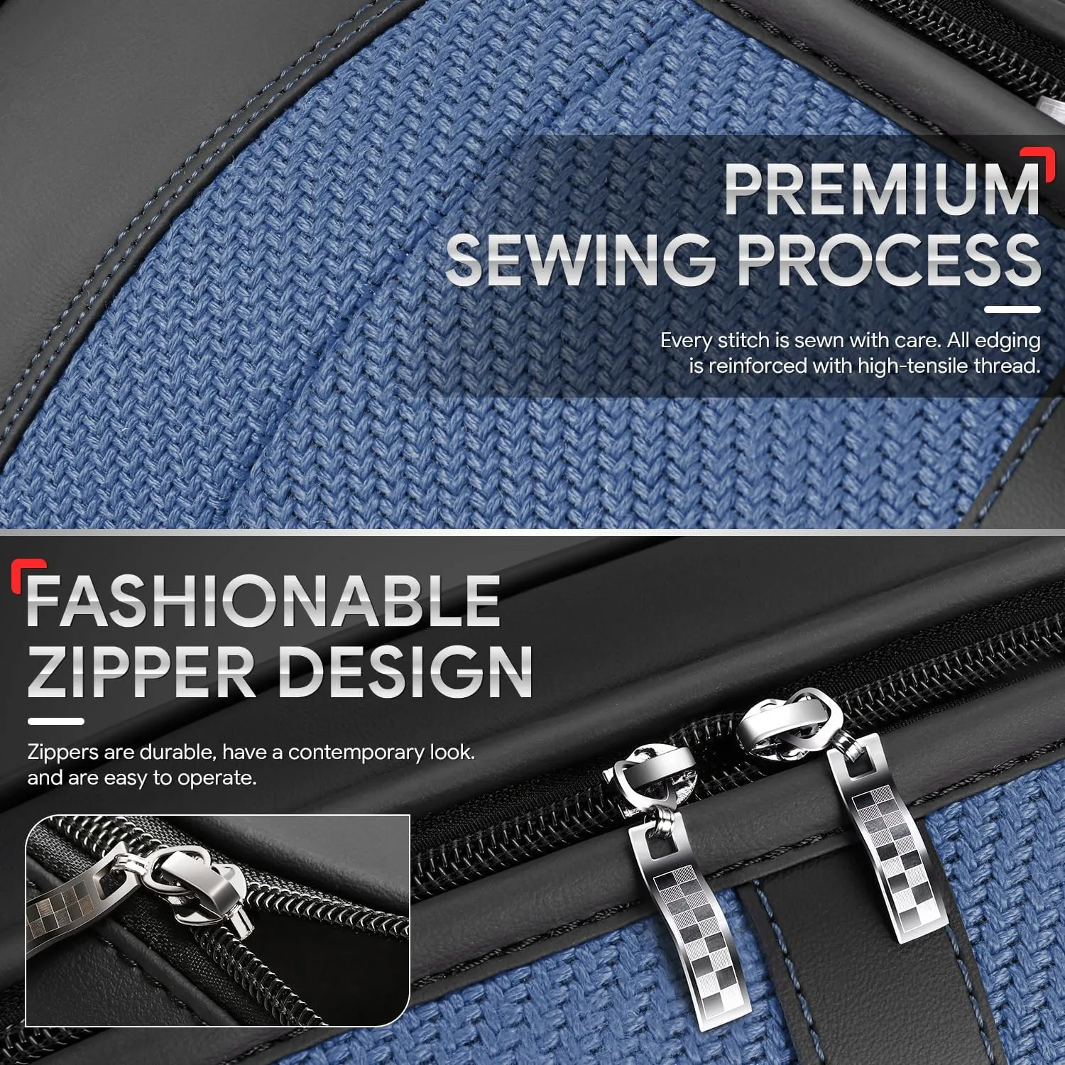 Drive Series Front Row Set Seat Covers Universal for Cars Trucks SUV, Navy Blue, CA-SC-Drive-F-NB
