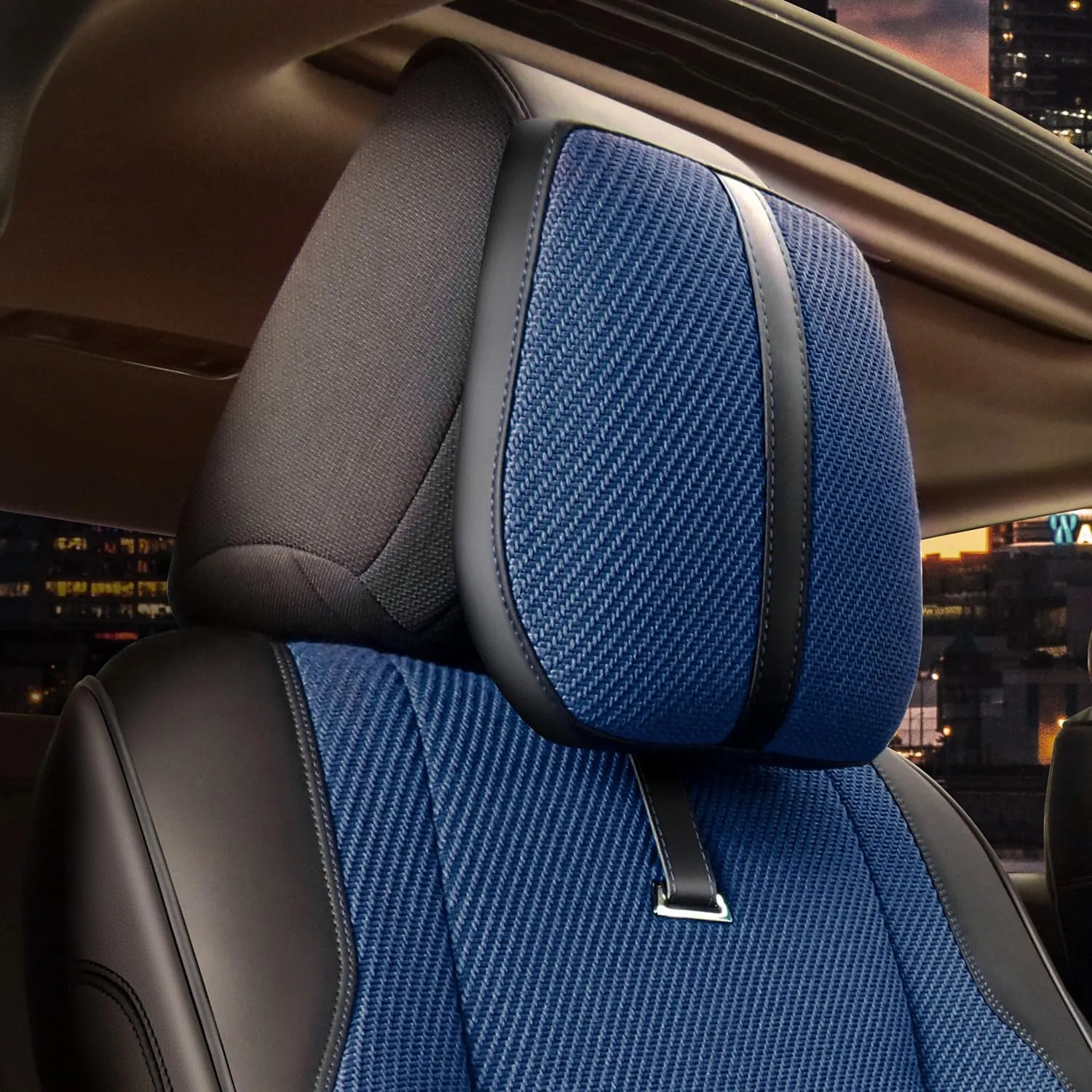 Drive Series Front Row Set Seat Covers Universal for Cars Trucks SUV, Navy Blue, CA-SC-Drive-F-NB