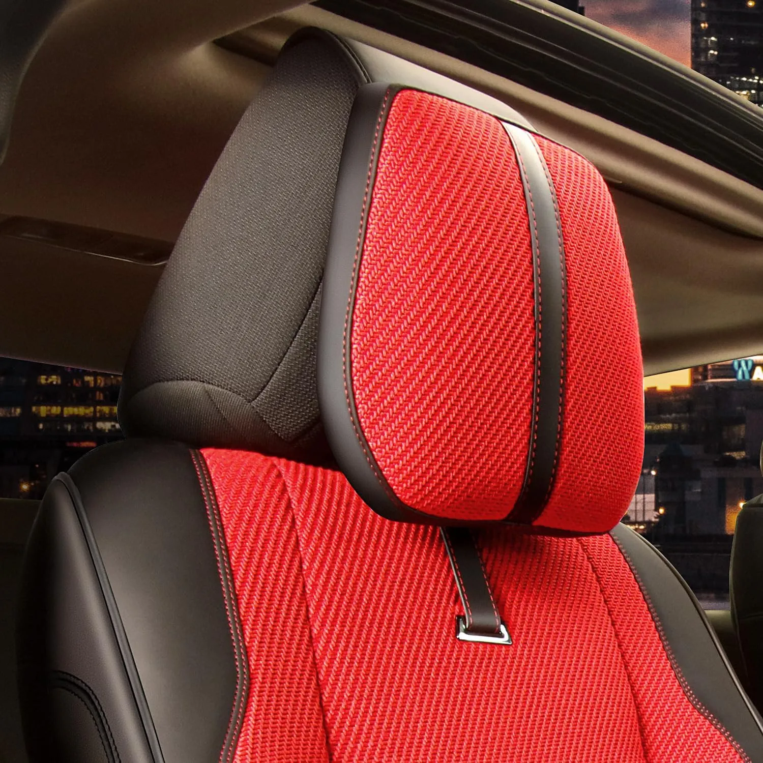 Drive Series Front Row Set Seat Covers Universal for Cars Trucks SUV, Red, CA-SC-Drive-F-RD