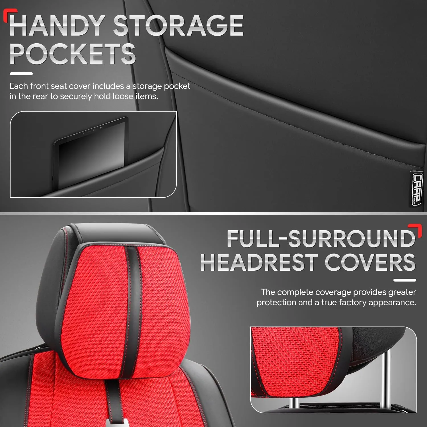 Drive Series Front Row Set Seat Covers Universal for Cars Trucks SUV, Red, CA-SC-Drive-F-RD