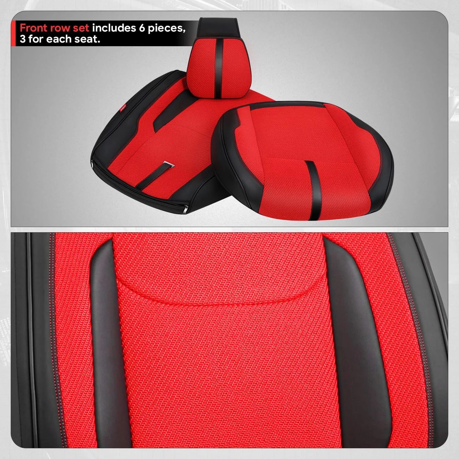 Drive Series Front Row Set Seat Covers Universal for Cars Trucks SUV, Red, CA-SC-Drive-F-RD