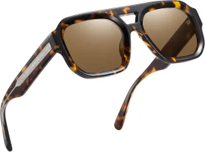DUCO Retro Square Aviator Sunglasses for Women Men Classic Vintage Trendy 70s Shades UV protection Sun Glasses DC2358