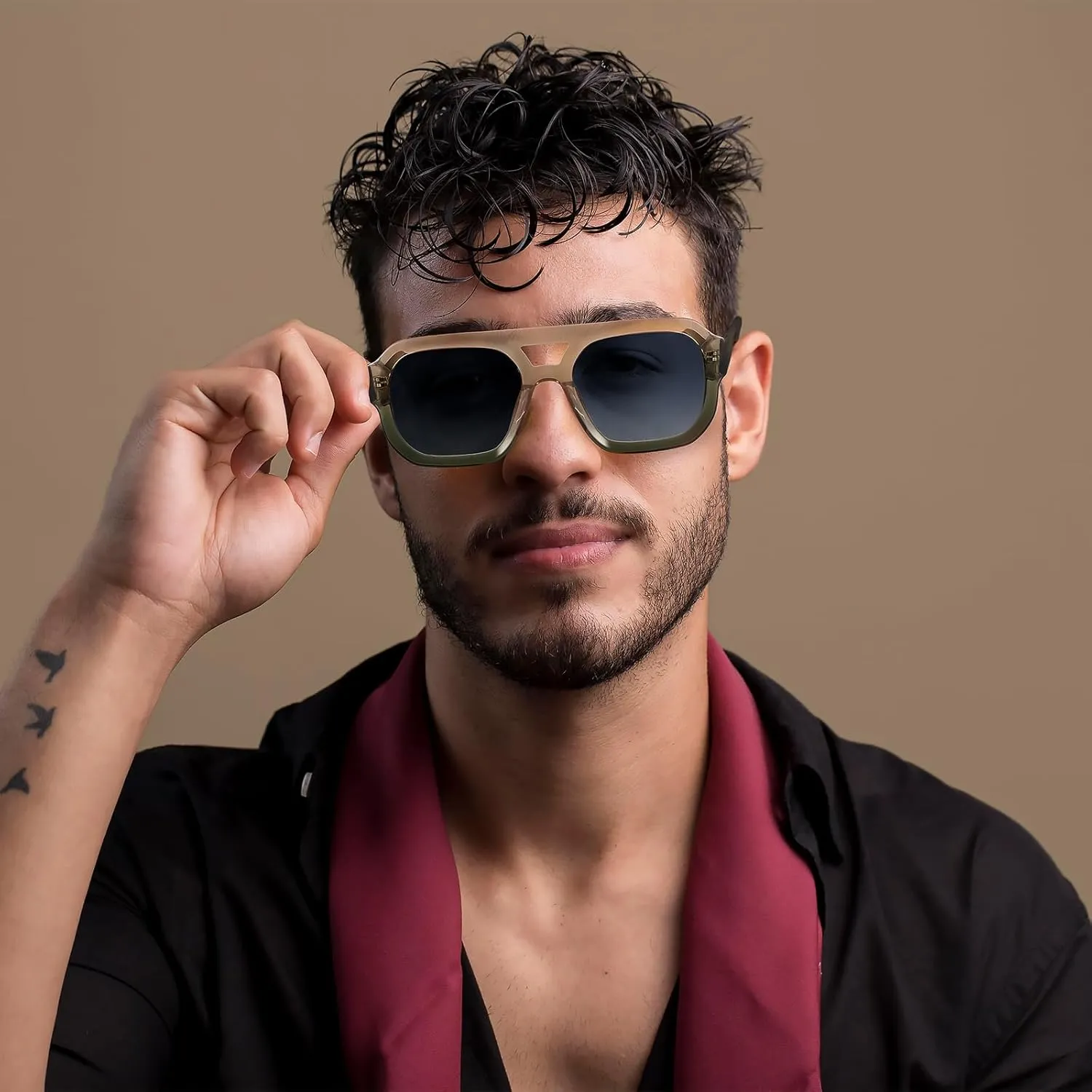 DUCO Retro Square Aviator Sunglasses for Women Men Classic Vintage Trendy 70s Shades UV protection Sun Glasses DC2358