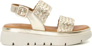 Dune London Women's Lorris Platforms-Sandals, Gold, 7
