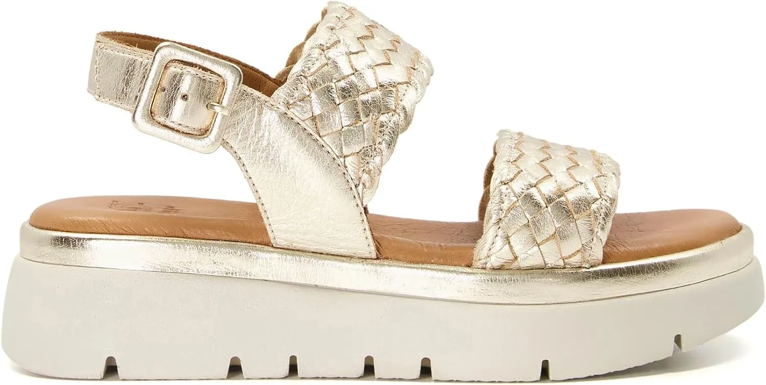 Dune London Women's Lorris Platforms-Sandals, Gold, 7