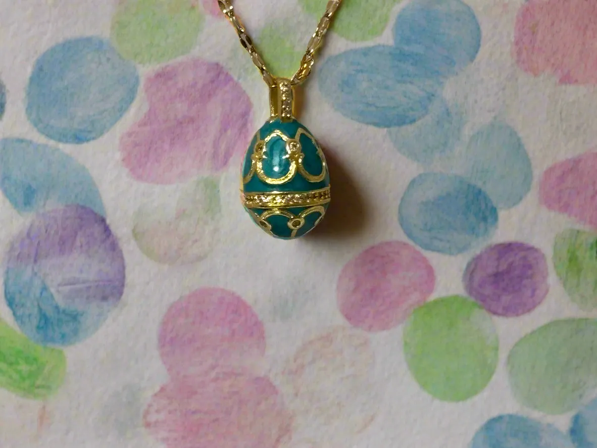 Easter Egg Necklace | Blue and Gold Colored | Boho | Bohemian | Trendy | Stylish | House Of Jax