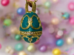 Easter Egg Necklace | Blue and Gold Colored | Boho | Bohemian | Trendy | Stylish | House Of Jax