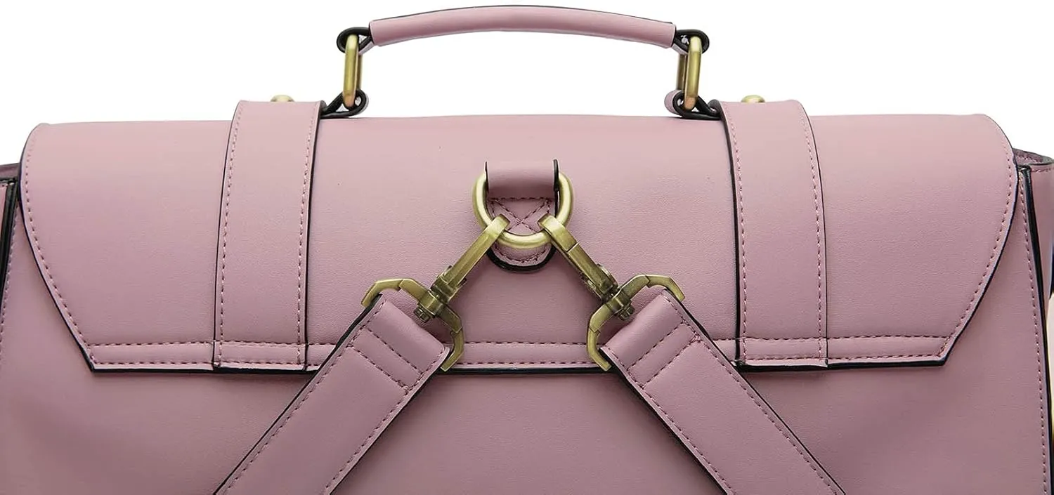 ECOSUSI Backpack for Women Briefcase Messenger Laptop Bag Vegan Leather Satchel Work Bags Fits 15.6 inch Laptops, Purple