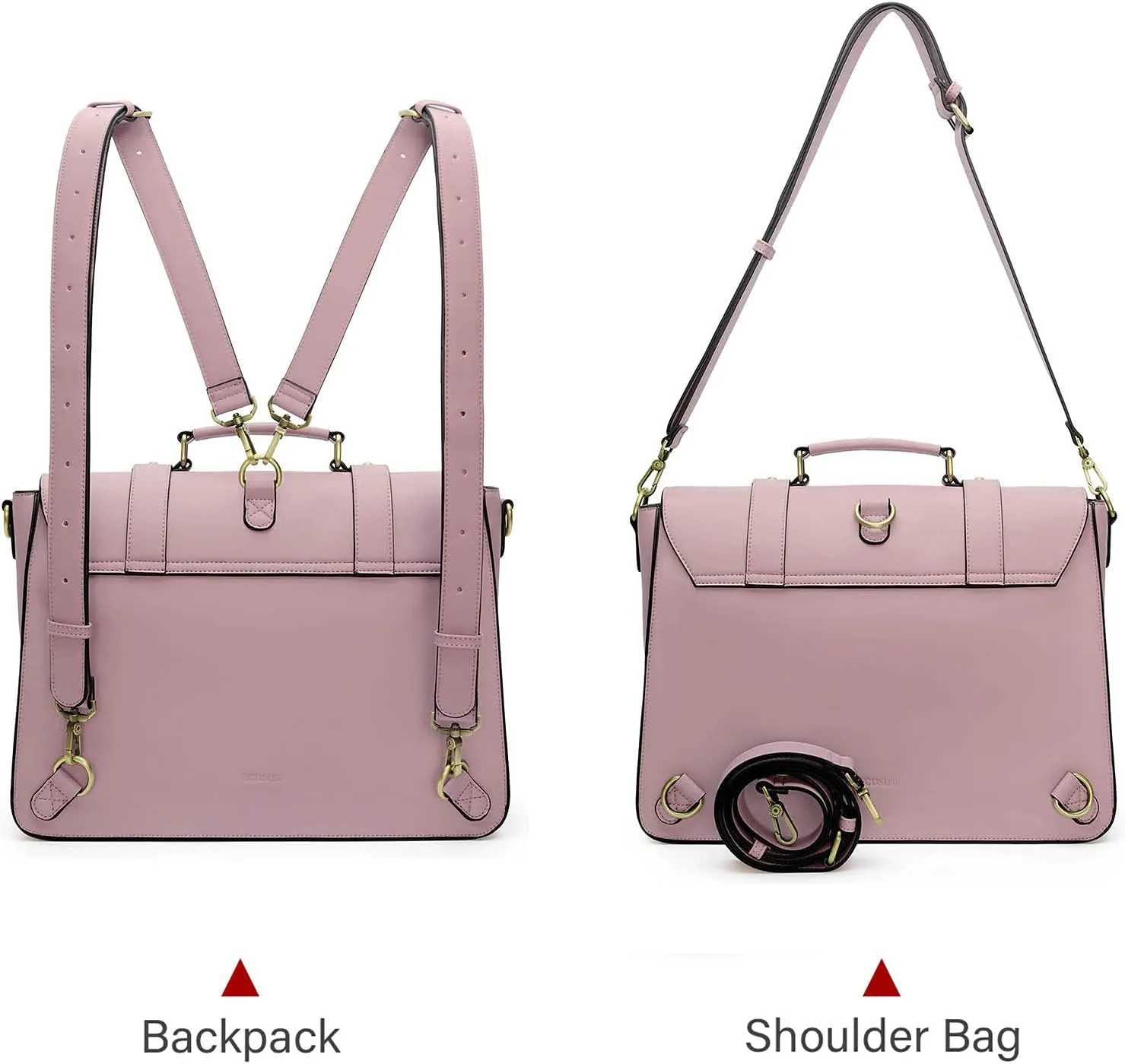 ECOSUSI Backpack for Women Briefcase Messenger Laptop Bag Vegan Leather Satchel Work Bags Fits 15.6 inch Laptops, Purple