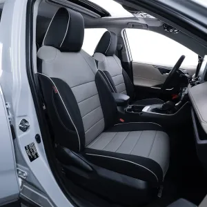 EKR Custom Fit Challenger Car Seat Covers for Select Dodge Challenger SRT,RT,GT,SXT,T/A 2015 2016 2017 2018 2019 2020 2021 2022 2023 -Full Set -Leather (Black/Gray)