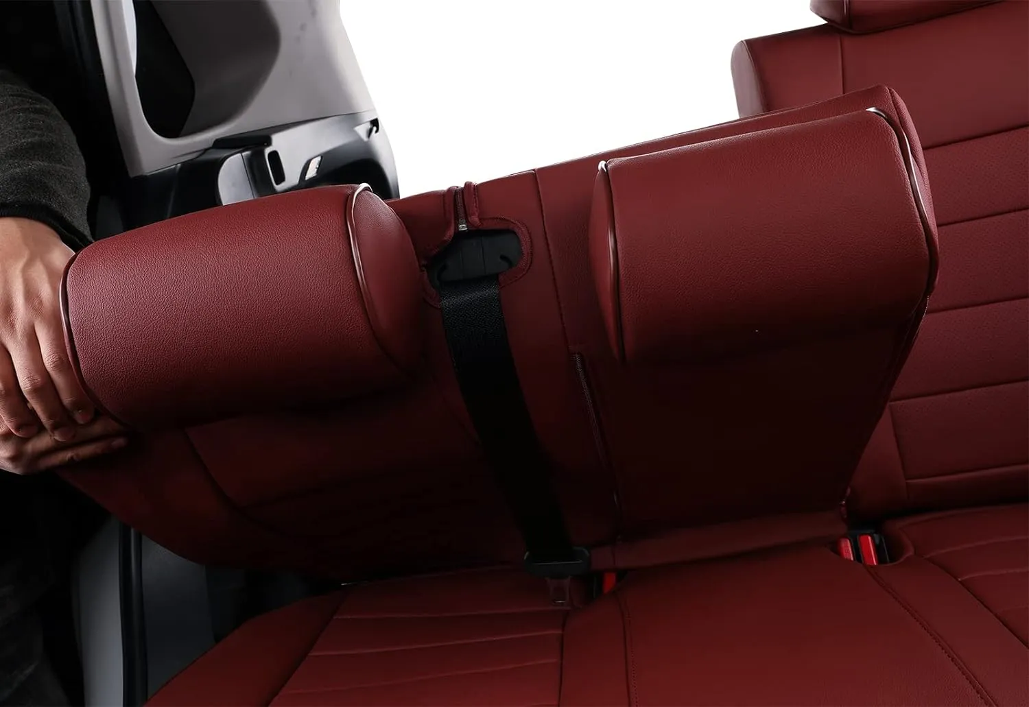 EKR Custom Fit Challenger Car Seat Covers for Select Dodge Challenger SRT,RT,GT,SXT,T/A 2015 2016 2017 2018 2019 2020 2021 2022 2023 -Full Set -Leather (Burgundy)