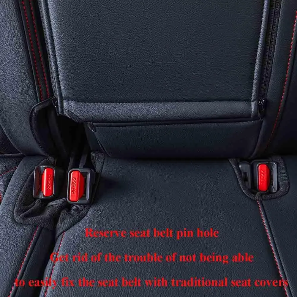 EKR Custom Fit CRV Seat Covers for Select Honda CRV 2023 2024 2025 - Full Set,Leather (Black with Red Piping)