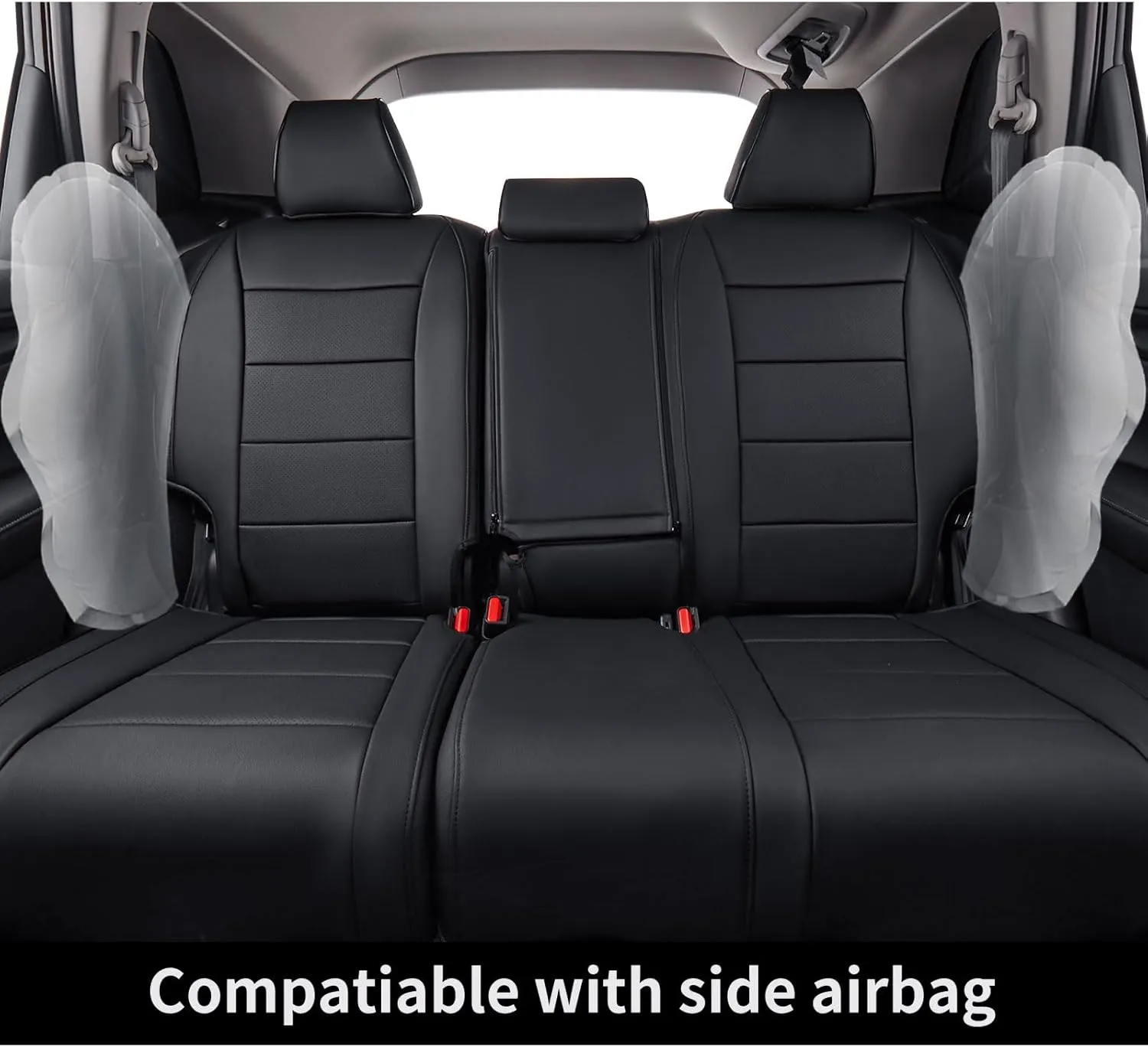EKR Custom Fit CRV Seat Covers for Select Honda CRV 2023 2024 2025- Full Set,Leather (Black)