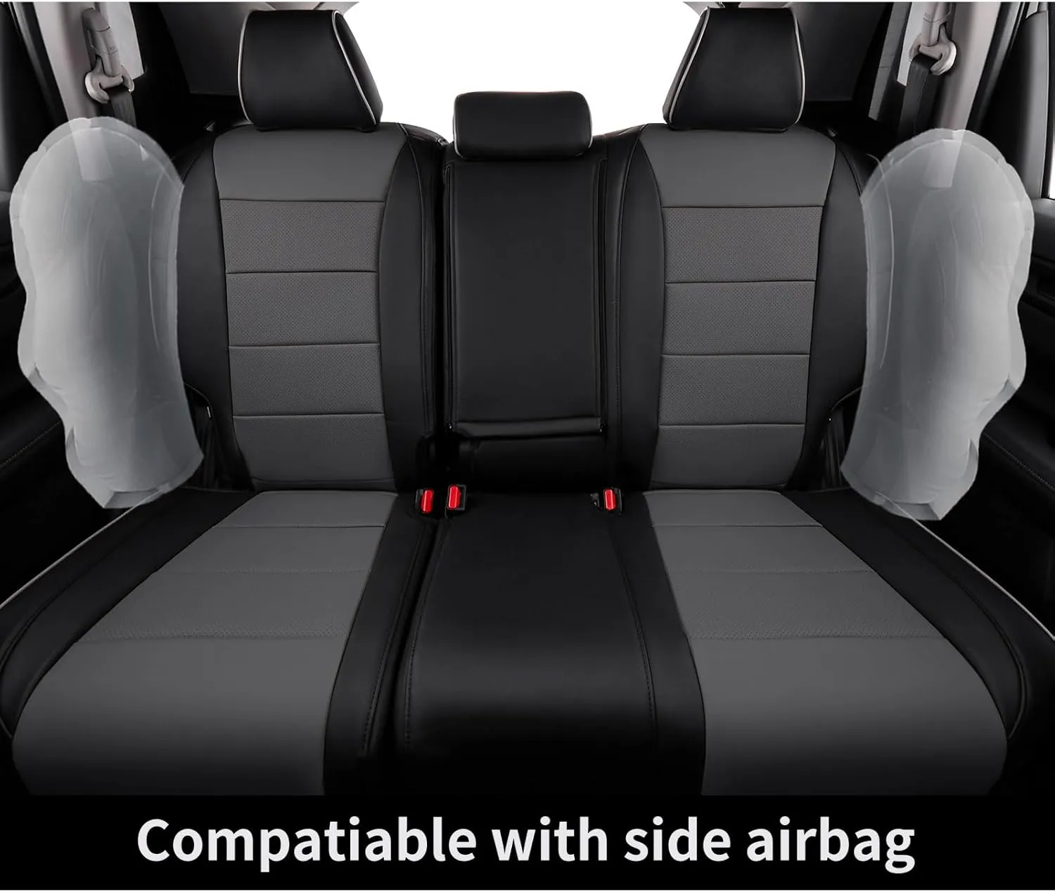 EKR Custom Fit CRV Seat Covers for Select Honda CRV 2023 2024 2025- Full Set,Leather (Black/Gray)