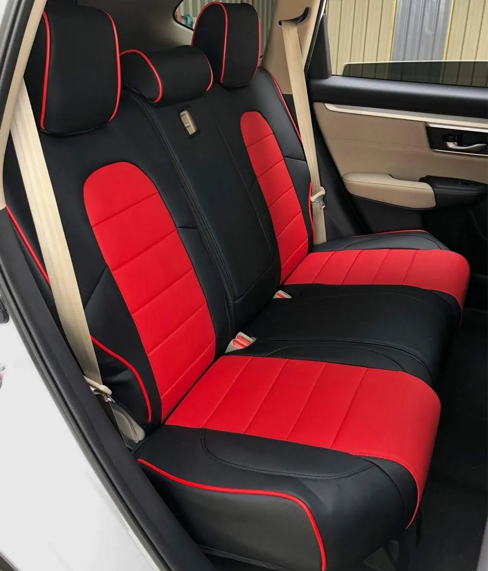 EKR Custom Fit CRV Seat Covers for Select Honda CRV 2023 2024 2025- Full Set,Leather (Red/Black)
