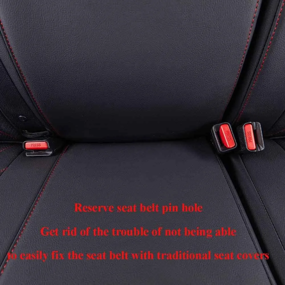 EKR Custom Fit F150 Seat Covers for Ford F150/ SuperDuty SuperCab XL,XLT,Lariat 2021-2024 & 2024 F150 SuperCab STX,Tremor - Full Set,Leather (Black with Red Trim)