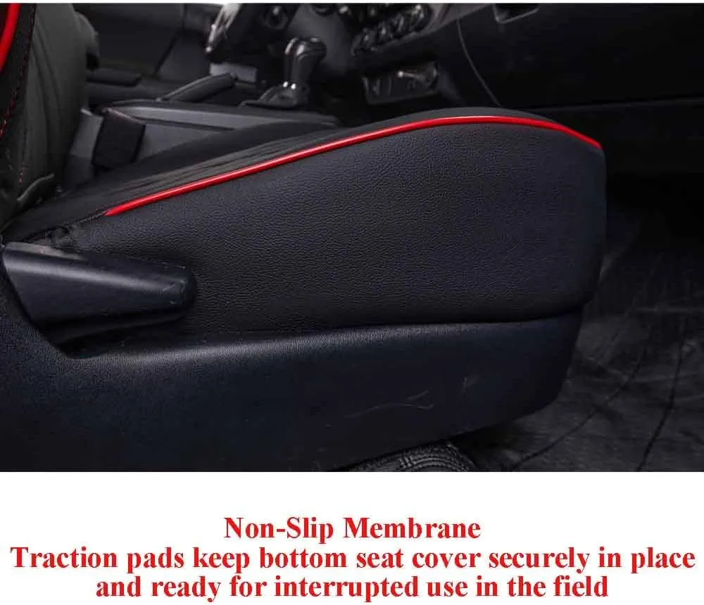 EKR Custom Fit F150 Seat Covers for Ford F150/ SuperDuty SuperCab XL,XLT,Lariat 2021-2024 & 2024 F150 SuperCab STX,Tremor - Full Set,Leather (Black with Red Trim)