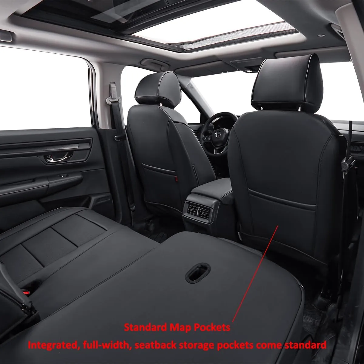EKR Custom Fit HRV Car Seat Covers for Select Honda HRV Sport,LX 2023 2024 2025 -Leather(Black)