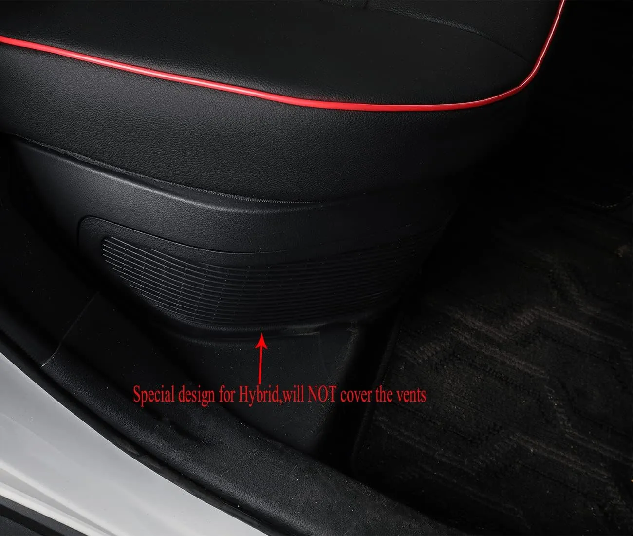 EKR Custom Fit RAV4 Car Seat Covers for Select Toyota RAV4 2019 2020 2021 2022 2023 2024 2025 LE,XLE,XLE Premium,Limited - Full Set,Leather(Black with Red Piping)
