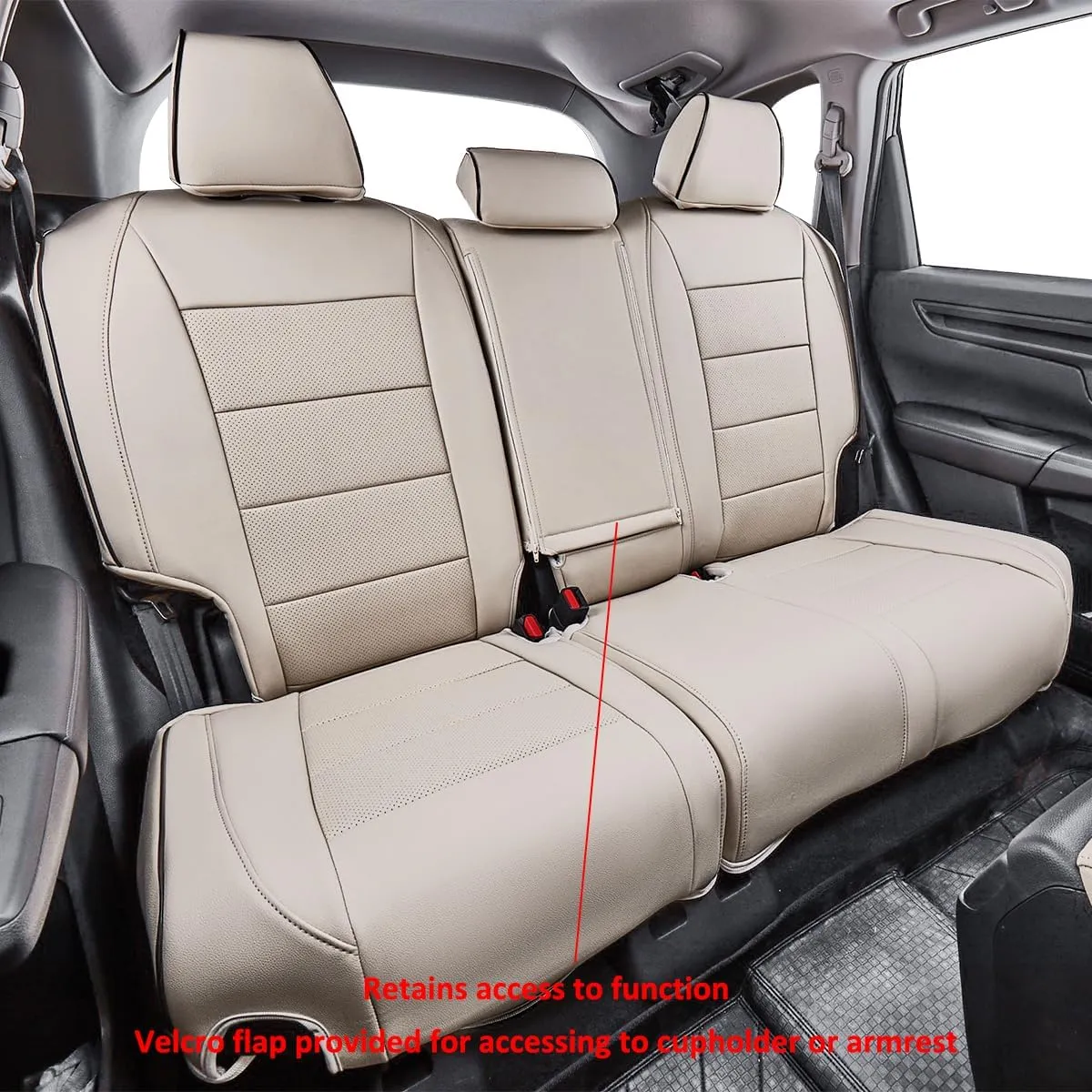 EKR Custom Fit RAV4 Car Seat Covers for Select Toyota RAV4 LE 2013 2014 2015 2016 2017 2018 (NOT for Hybrid) - Full Set, Leather (Beige)