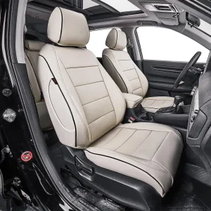 EKR Custom Fit RAV4 Car Seat Covers for Select Toyota RAV4 LE 2013 2014 2015 2016 2017 2018 (NOT for Hybrid) - Full Set, Leather (Beige)