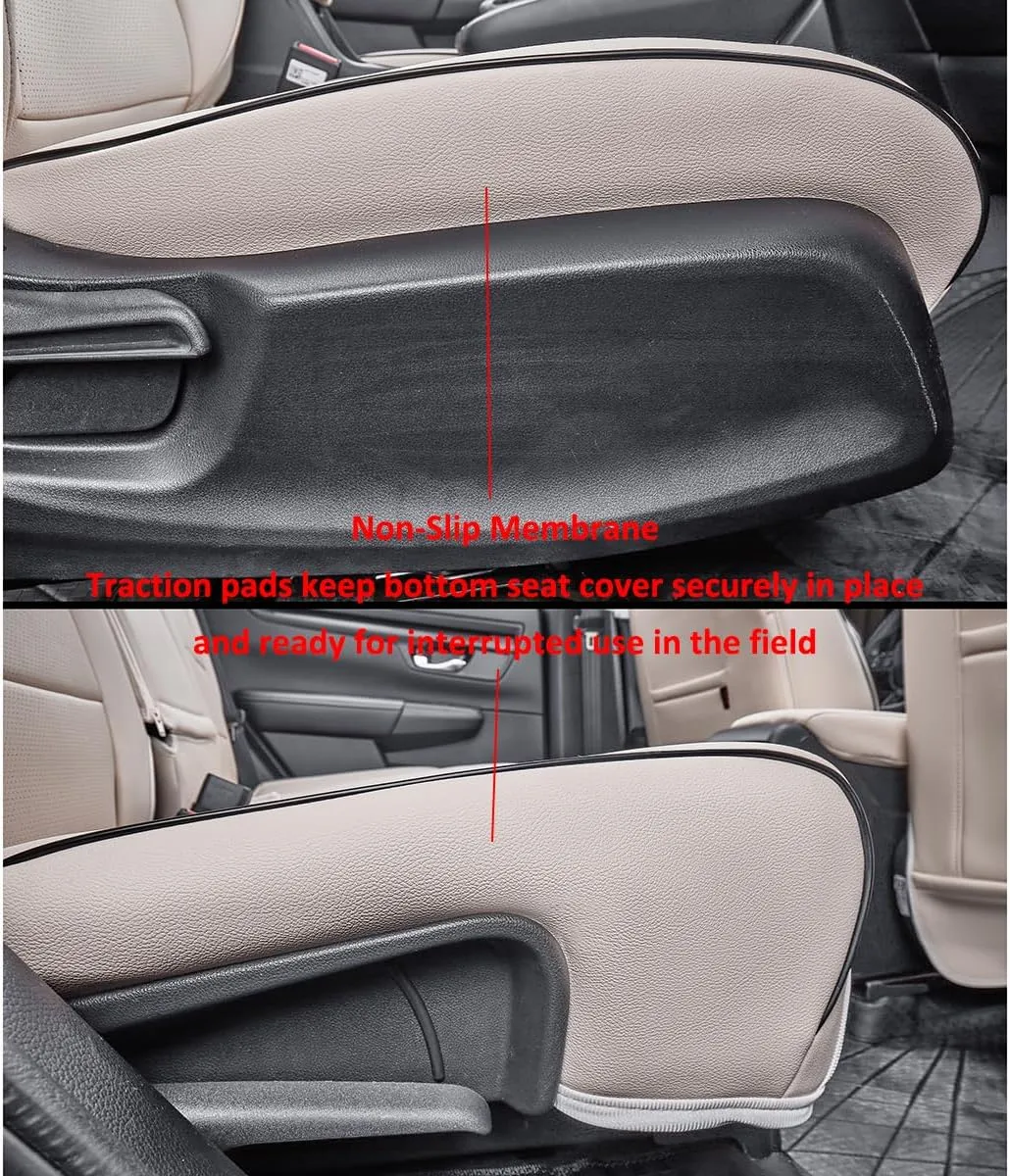 EKR Custom Fit RAV4 Car Seat Covers for Select Toyota RAV4 LE 2013 2014 2015 2016 2017 2018 (NOT for Hybrid) - Full Set, Leather (Beige)