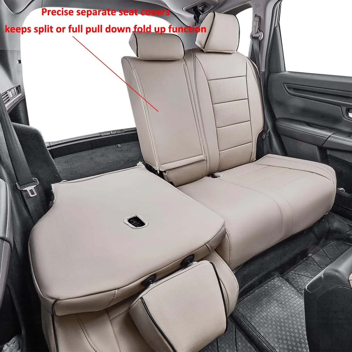 EKR Custom Fit RAV4 Car Seat Covers for Select Toyota RAV4 LE 2013 2014 2015 2016 2017 2018 (NOT for Hybrid) - Full Set, Leather (Beige)