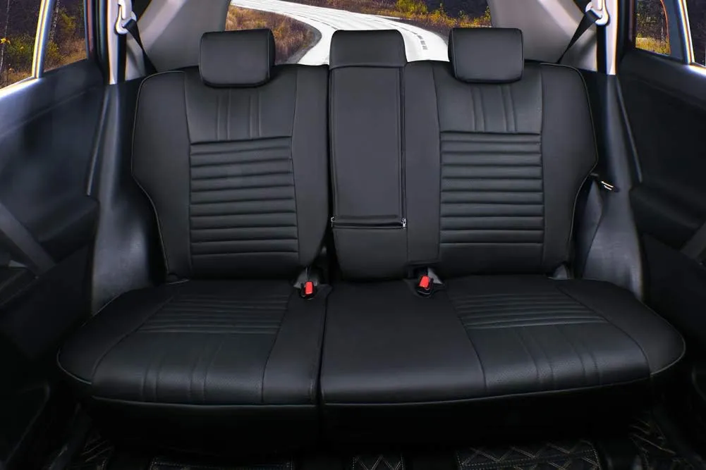 EKR Custom Fit RAV4 Car Seat Covers for Select Toyota RAV4 LE 2013 2014 2015 2016 2017 2018 (NOT for Hybrid) - Full Set, Leather (Black)