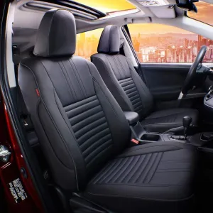 EKR Custom Fit RAV4 Car Seat Covers for Select Toyota RAV4 LE 2013 2014 2015 2016 2017 2018 (NOT for Hybrid) - Full Set, Leather (Black)