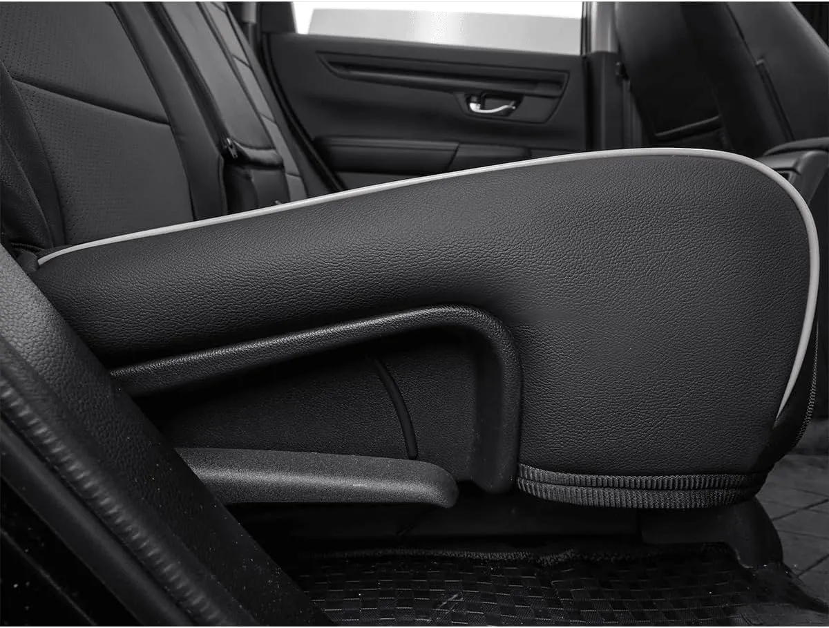 EKR Custom Fit RAV4 Car Seat Covers for Select Toyota RAV4 LE 2013 2014 2015 2016 2017 2018 (NOT for Hybrid) - Full Set, Leather (Black/Gray)