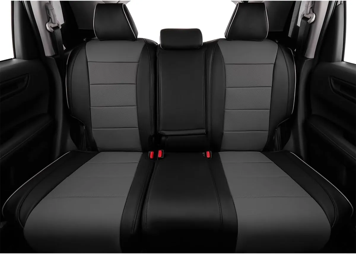 EKR Custom Fit RAV4 Car Seat Covers for Select Toyota RAV4 LE 2013 2014 2015 2016 2017 2018 (NOT for Hybrid) - Full Set, Leather (Black/Gray)