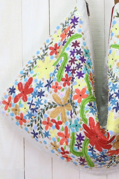Embroidered Hobo Bag
