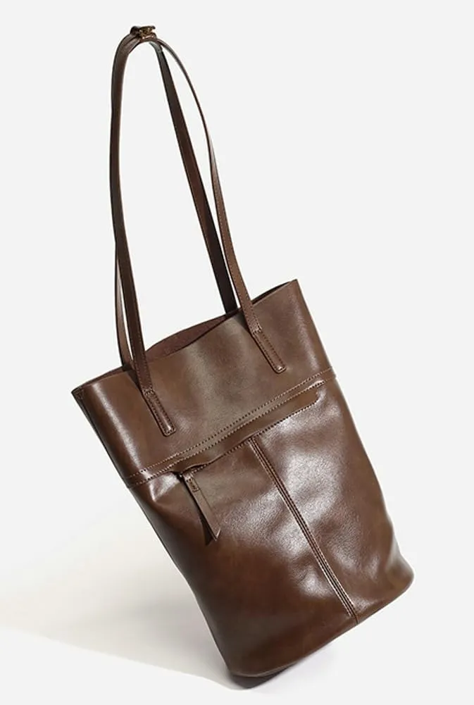 Epsion Bucket Bags for Women Purses and Handbags PU Vegan Leather Tote Bag Shoulder Bag Slouchy Purse