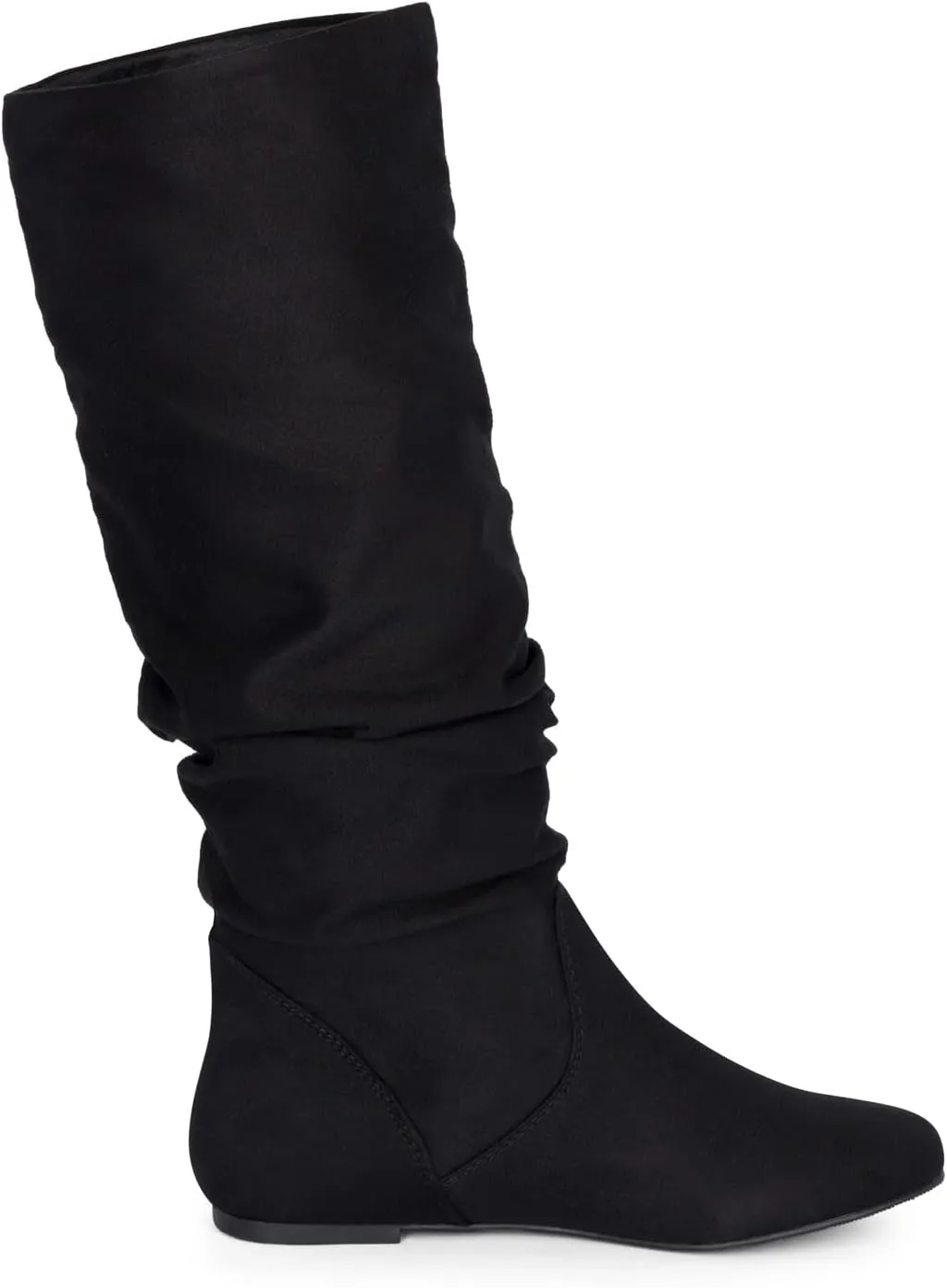 ESMY Women's Slouchy Faux Suede Leather Mid Calf Flats Basic Boots