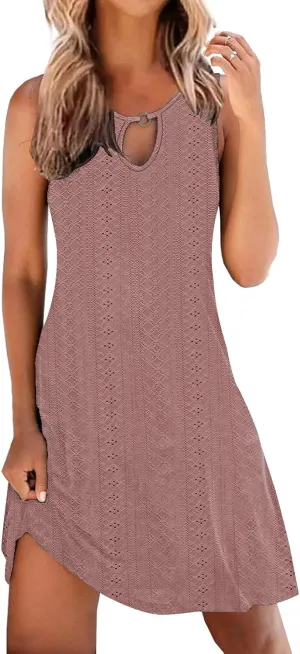 ETCYY NEW Summer Dresses for Women Trendy Boho Floral Print Sundresses Sleeveless Beach Cover Up Dress with Pockets