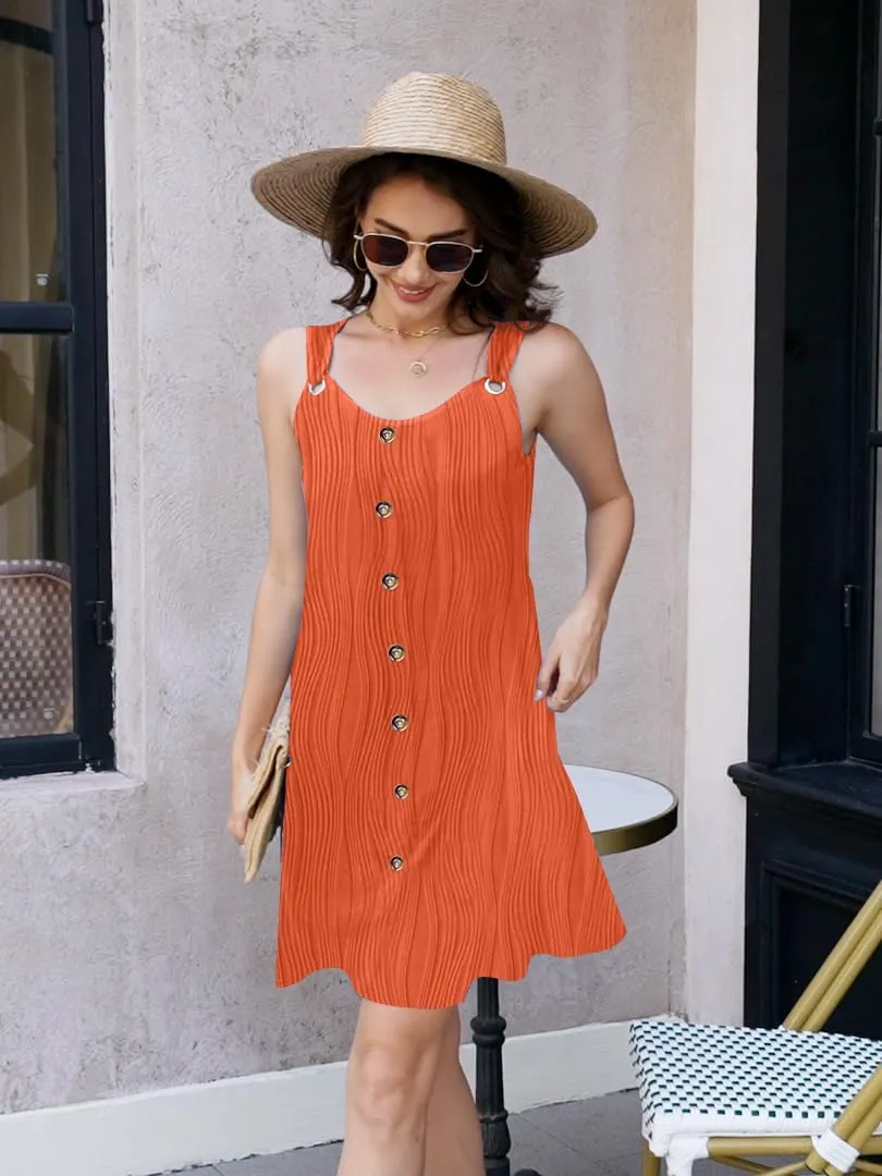 ETCYY Sun Dresses for Women 2025 Vacation Beach Swimsuit Coverups Sundresses Button Down Sleeveless Summer Dress