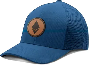 Ethereum Leather Patch Hat Fitted Flexfit Hats Crypto Baseball Cap Ultrafibre Breathable Mesh Side for Casual Wear