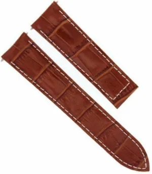 Ewatchparts 20mm Leather Watch Band Strap Compatible With Cartier Tank Francaise Watch With Clasp Tan With White Stitching