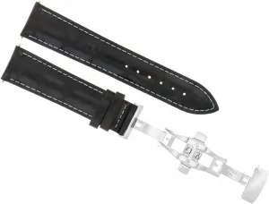Ewatchparts 20mm Leather Watch Band Strap Compatible With Omega Seamaster Planet 2531.80 Dark Brown With White Stitching