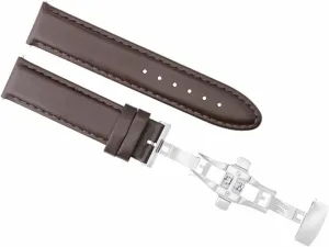 Ewatchparts 20mm Smooth Leather Watch Band Strap Deployment Clasp Compatible With Ulysse Nardin Dark Brown