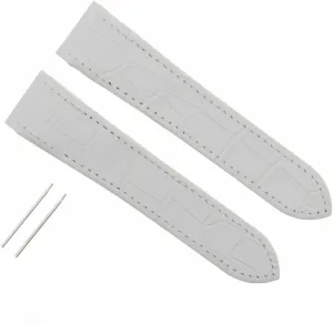 Ewatchparts 24.5mm Leather Watch Band Strap Compatible With Cartier Santos 100 Chrono XL White Includes Screw