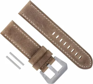 Ewatchparts 24mm Cow Leather Watch Band Strap Compatible With Breitling Watch Navitimer Colt Sand With White Stitching