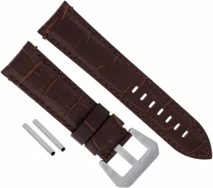 Ewatchparts 24mm Leather Watch Band Strap Compatible With Pam 44mm Panerai Marina Radiomir GMT Brown