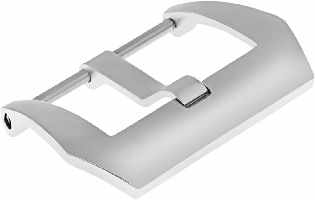 Ewatchparts 24MM PRE-V SCREW IN BUCKLES COMPATIBLE WITH PANERAI PAM 44MM LEATHER STRAP RUBBER BAND SHINY