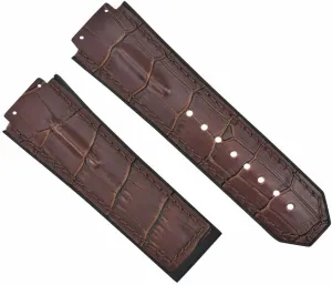 Ewatchparts 28mm Leather Rubber Strap Compatible With 48mm Hublot Big Bang Ceramic F1 King Power Brown