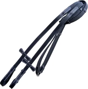 Exion Rubber Web Reins for Horse Bridle | Premium Leather Non-Slip Grippy English Reins with 7 Safety Stops & SS Buckles | Soft Rubber Laced Reins for Training & Jumping