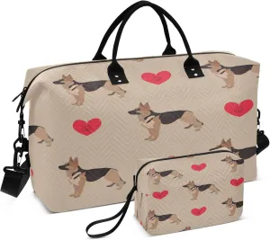 Exnundod Dog German Shepherd Travel Duffel Bags for Women Sports Gym Bag Weekender Carry On Tote Overnight Luggage Duffle Bags