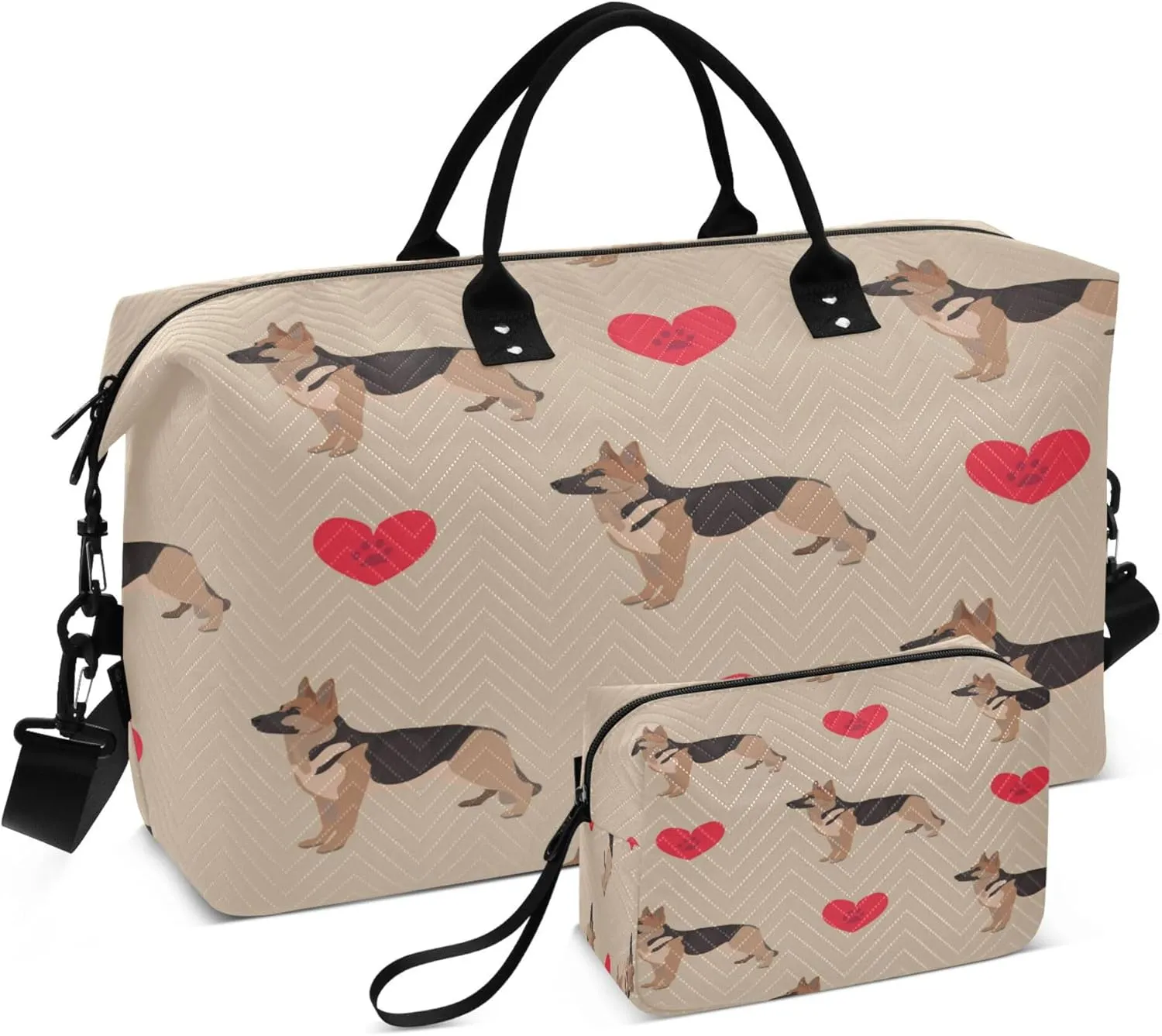 Exnundod Dog German Shepherd Travel Duffel Bags for Women Sports Gym Bag Weekender Carry On Tote Overnight Luggage Duffle Bags