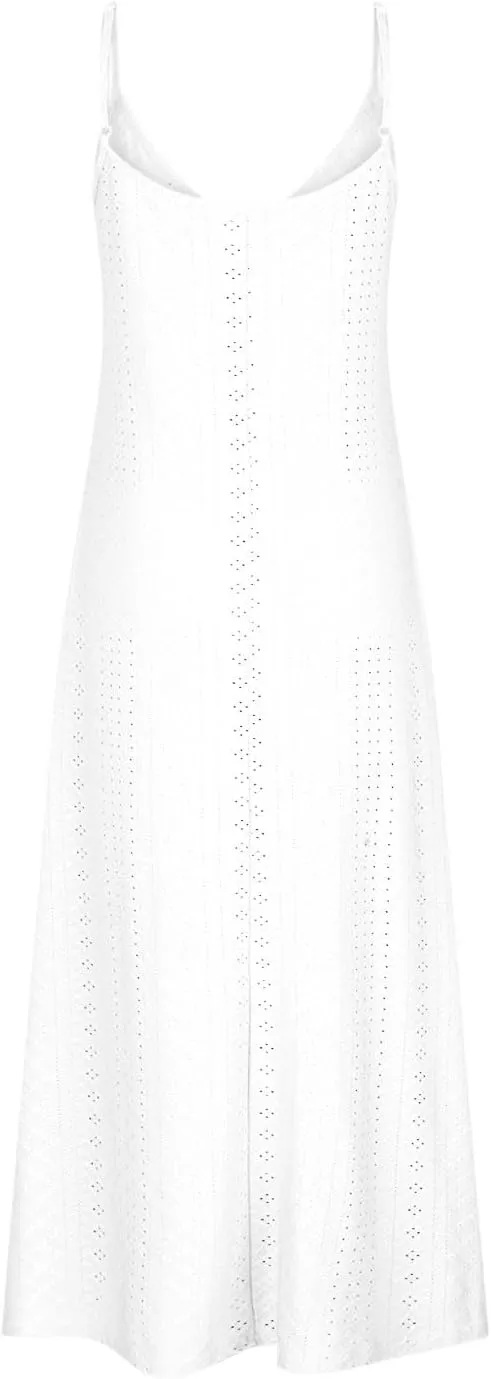Eyelet Dress for Women 2024 Casual Sleeveless Long Maxi Dress Trendy Sexy V Neck Slip Dress Summer Vacation Outfits