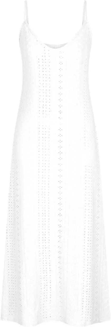 Eyelet Dress for Women 2024 Casual Sleeveless Long Maxi Dress Trendy Sexy V Neck Slip Dress Summer Vacation Outfits